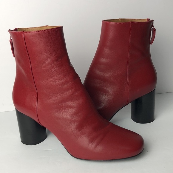 Sandro Sacha Red Healed Ankle Boots - Picture 1 of 14